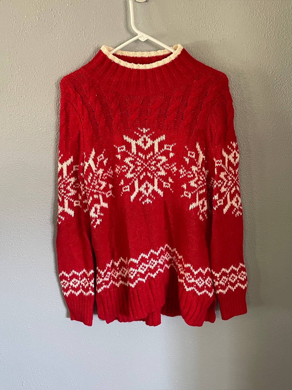 Talbots Red Snowflake Knit Christmas Sweater Women’s Size S